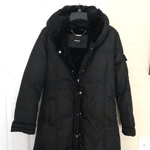 DKNY Long Black Puffer Winter Coat